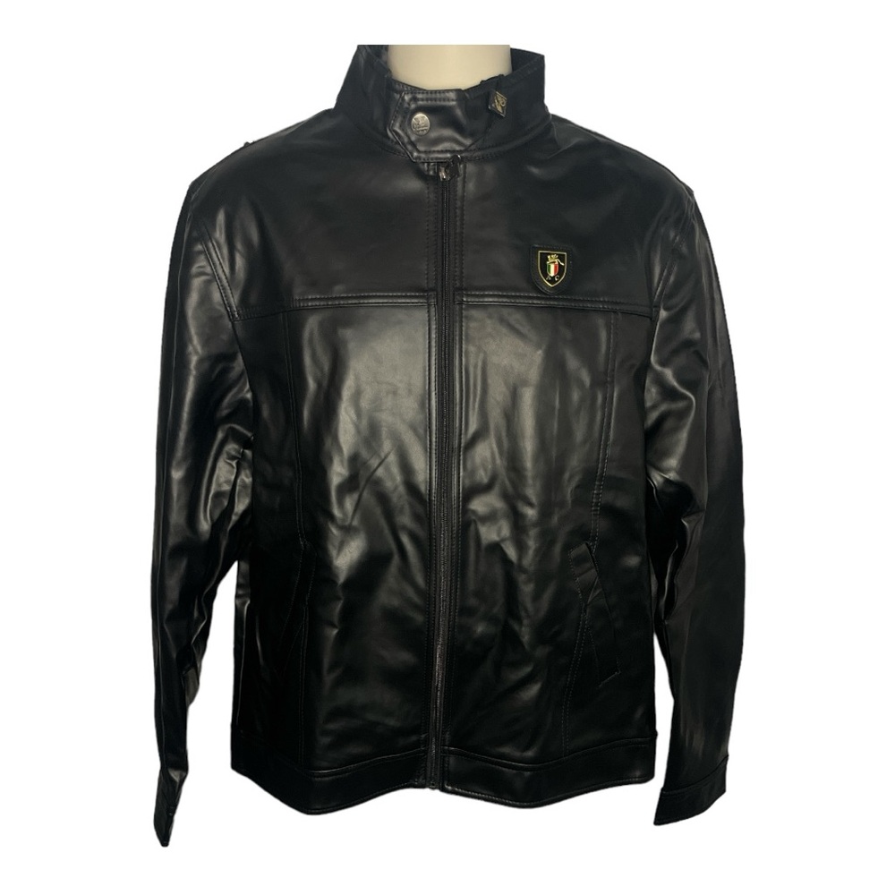 A Collezioni Italia Black Faux Leather Motorcycle Jacket Size XL - NWT